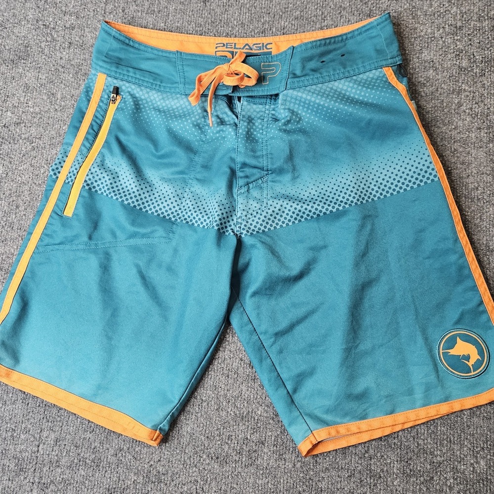 Pelagic Mens Boardshorts Size 30 Teal Blue Fishing Surfing Boating‎